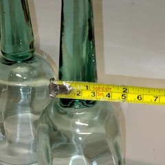 La Mediterranea Recycled Green Glass Goblets Spain Set of 2 Vtg Wide Stemmed Cup