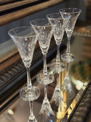 Crystal Oscar de la Renta Champagne Flutes Wine Glasses WALDORF 8 5/8″ SET of 4