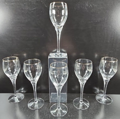 6 Lenox Erin Gold Trim Wine Glasses Set Vintage Crystal Clear Embossed Stems Lot