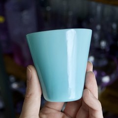 Two Portieux Vallerysthal French Blue Opaline Glasses