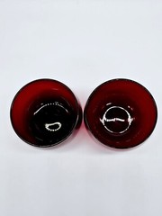 Anchor Hocking vintage glasses Ruby Red roly poly wine juice cocktail glass