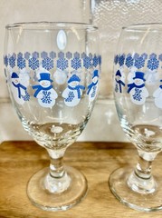 Vintage Libbey Snowman Snowflake 14oz Goblet Set of 3