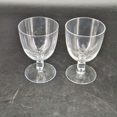 2 Vintage Etched Clear Wine Glasses Etched Wheat Pattern 5″ Tall