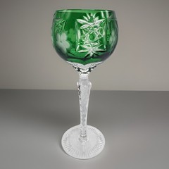 VINTAGE Nachtmann Traube Wine Hock Cut Clear Crystal Emerald Green 8.25″ Tall