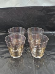 4 RARE Vtg George Briard Diamond Lattice Golden Diamond Lowball Rocks Glass. 122