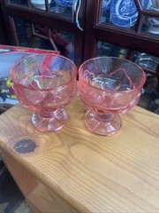 Pair Lacoupe Champagne Tiffin Pink Glass FRANCISCAN CABARET FOOT GOBLET