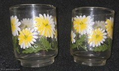 2 Vintage Libbey Textured 3” Daisy Glasses
