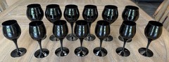 13 Vintage Black Amethyst Crystal Wine/Water And Coridal Glasses