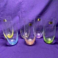 New Vintage Crystalex Bohemia Crystal Colorful Highball Tumbler set of 6