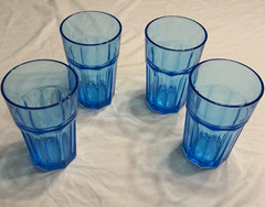 Discontinued IKEA POKAL Teal Turquoise Blue Glasses Tumblers Set of 4 14oz Vtg