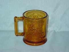 Vintage Tiara Amber Glass Children’s Nursery Rhyme Dish Set Plate, Bowl, Mug