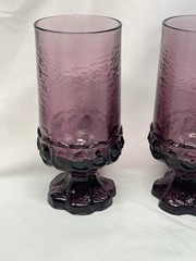 2 Tiffin Franciscan Maderia Amethyst Footed Water Glass Goblets 6 5/8″