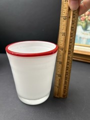 Villeroy & Boch White Glass Tumbler With Applied Red Rim Hand Blown 4” Set of 5