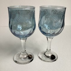 Cristalleria Fumo Wine Glasses Pastel Multicolor Etched Goblets Stemmed Set Of 6