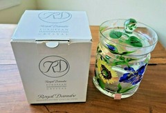 Royal Danube European Hand-Painted Floral Crystal Condiment Jar w/ Lid #3542