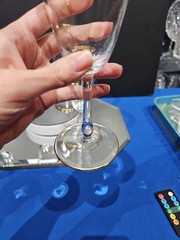 (6) Water Goblets Glasses 7-3/4″, clear Gold encrusted Glastonbury Lotus #85-1