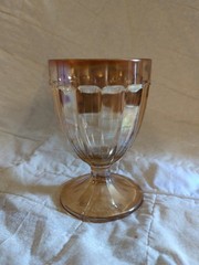 Vintage Iridescent Goblet IN Glass Marigold Carnival Colonial Paneled