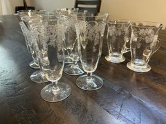 Tiffin Franciscan Grapevine Etched Crystal – 6 Stems & 2 Mugs (Set of 8)
