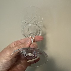 10 VTG Criss Cross & Vertical Cut Crystal Clear Water Wine Goblet Glass 6 5/8”