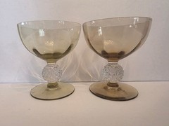 Vintage Morgantown Golf Ball Glass Goblets Cut Crystal Ball Stems – Set Of 2
