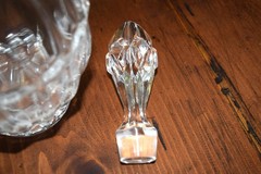 Crystal decanter set with stopper and four wine glasses, heavy