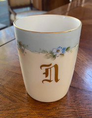 Limoges France Hand Painted Cup Tumbler 6 oz Artist Signed floral Vintage