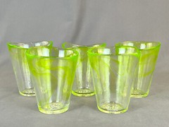 5 Kosta Boda MINE Lime Green 10 Oz. Tumblers by Ulrica H. Vallien UHV ~ Sweden