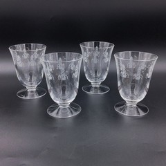Set of 4 Lenox Crystal Footed Glasses 4.5″ Etched Lighthouses Nautical Italy