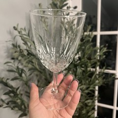 Cristal D’Arques-Durand Diamant Water Goblet Glass Crystal Set of 3 6.75″Tall