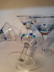 4 Mid Century Modern Art Glass Martini Glasses
