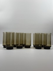 Libbey Tawny Accent Glasses Set 10 Smoky Brown MCM Rocks Tumblers 70s