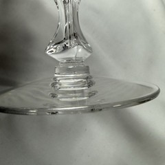 Vintage Pressed Glass Stemware Etched Swirl Sherbet Dessert Sculptural Stem 4.5”