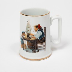 Vintage Norman Rockwell Mug Set 1985 Braving The Storm River Pilot Art Collectib