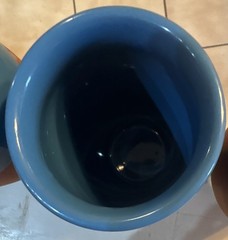 Astral Tequila Terracotta Tumblers Blue Glazed Top/Inside 4.75″ Tall; Set of 5