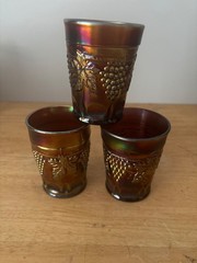 3 NORTHWOOD GRAPE AND CABLE TP AMETHYST CARNIVAL GLASS TUMBLER