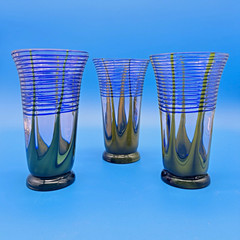 Ernst Steinwald & Co. Art Nouveau 3 Blown Glass Tumblers Czech 1930-1939