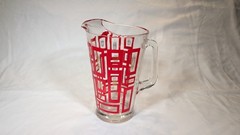 Vintage Jeanette Glass MCM Atomic Red Gold Black Starburst Set
