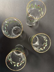 Lenox HOLIDAY Holly & Berry Lot Of 4 Tall Tumblers 16 OZ Excellent
