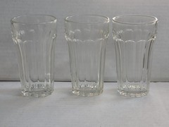 Vintage Hazel Atlas Clear Glass Ribbed Tumblers Set of 3 French Cafe Style…