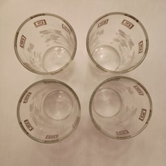 Tumblers Glasses Set of 14 Anchor Hocking MCM White Hibiscus Gold Grecian Key