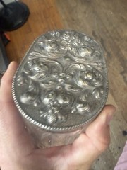 ATLANTIS Silver Mounted Lid Crystal Glass Candy Display Vanity Trinket jb1