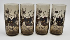 Vintage Anchor Hocking Smoked Glass Butterfly Tumblers – Set of 4 – Circa 1970s