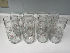 MCM Vintage Pink, White & Green Floral Drinking Glasses