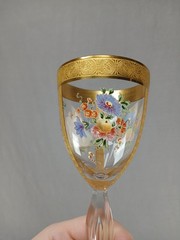 Myers Neffe / Lobmeyr Bohemian Enameled Watteau Scene & Gold Wine Glass A