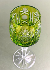 Nachtman? UNK18210 Chartreuse Green Cut Clear Crystal Hock Glass 7 7/8» German