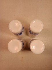 Vintage Set 4 Hazel Atlas Blue Cornflower Daisy Milk Glass 8 Oz. Tumblers