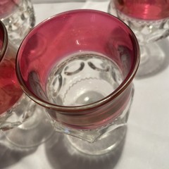 SET OF 6 King’s Crown Ruby Red Flash Thumbprint Water/Wine Goblets 5.5″ Vintage