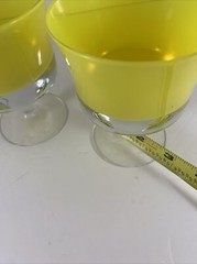 MCM Canary Yellow Blown Encased Glass Coup Champagne Glasses Set 2~Barware~Gift