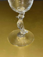 Pair Vintage Tuxedo Penguin Stem Art Nouveau Glass Wine Manhattan Cordial Rare