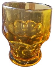 2-1960s Anchor Hocking «Georgian» Amber Glass Tumblers Aka Honeycomb